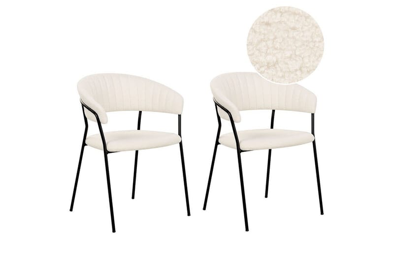 Set med 2 matstolar Mariposa, Vit, Svart/Bouclé