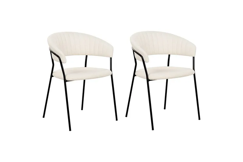 Set med 2 matstolar Mariposa - Vit, Svart/Bouclé - Möbler - Vardagsrum - Stolar & sittmöbler - Karmstolar