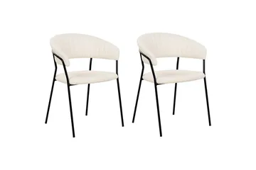 Set med 2 matstolar Mariposa - Vit, Svart/Bouclé - Möbler - Vardagsrum - Stolar & sittmöbler - Karmstolar