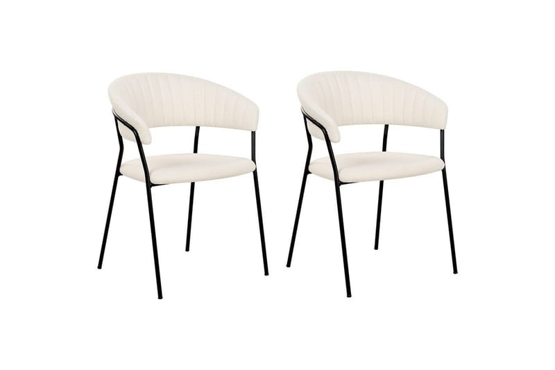 Set med 2 matstolar Mariposa - Vit, Svart/Bouclé - Möbler - Vardagsrum - Stolar & sittmöbler - Karmstolar