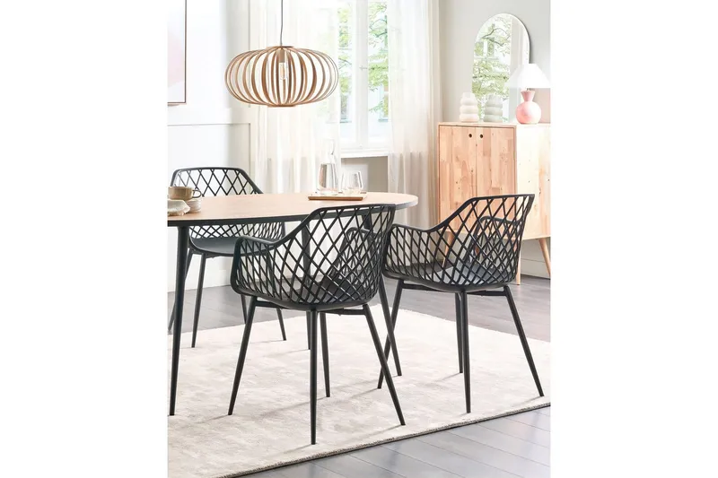 Set med 2 matstolar Nashua ll - Svart - Möbler - Vardagsrum - Stolar & sittmöbler - Karmstolar