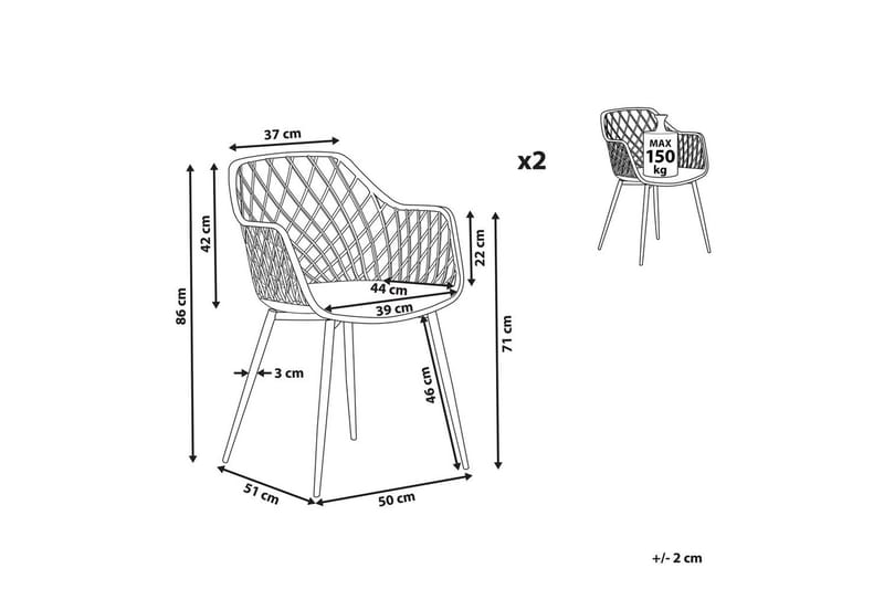 Set med 2 matstolar Nashua ll - Vit - Möbler - Vardagsrum - Stolar & sittmöbler - Karmstolar