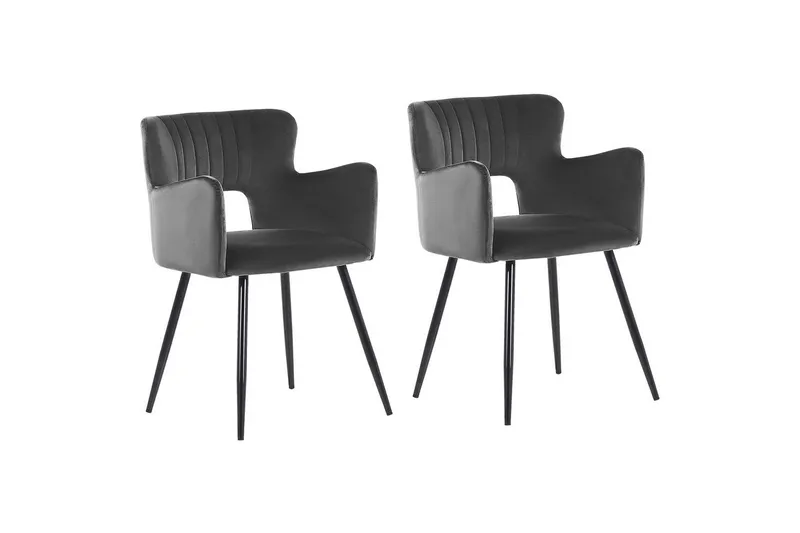 Set med 2 matstolar Sanilac - Mörkgrå, svart - Möbler - Vardagsrum - Stolar & sittmöbler - Karmstolar