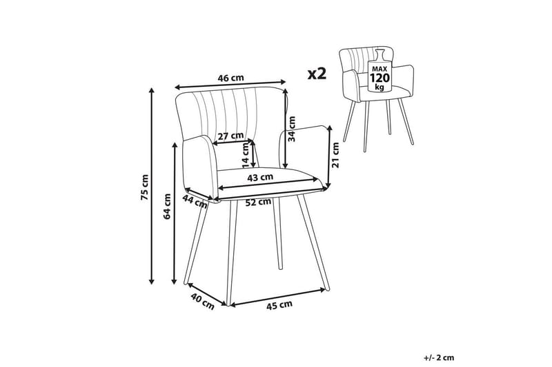 Set med 2 matstolar Sanilac - Olivgrön, Svart - Möbler - Vardagsrum - Stolar & sittmöbler - Karmstolar