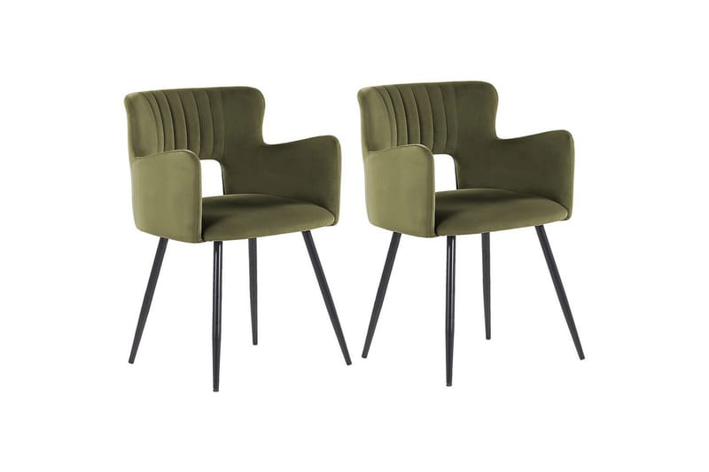 Set med 2 matstolar Sanilac, Olivgrön, Svart