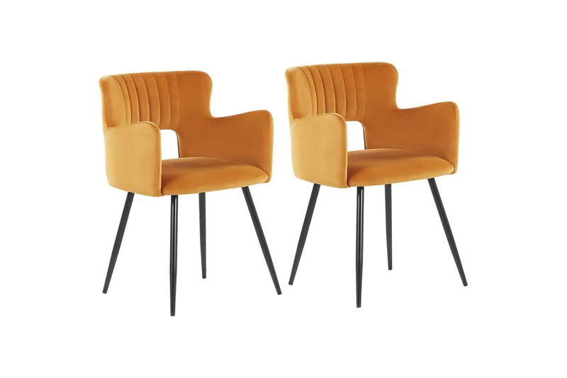 Set med 2 matstolar Sanilac, Orange, svart