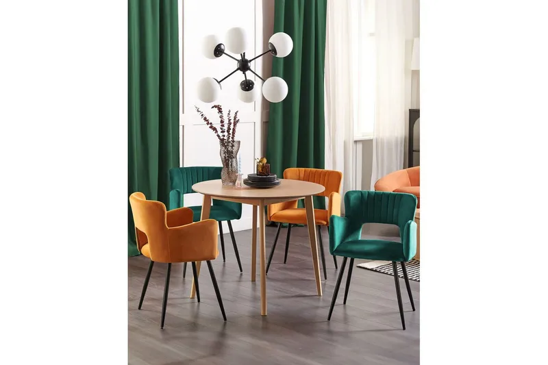 Set med 2 matstolar Sanilac - Smaragdgrön, Svart - Möbler - Vardagsrum - Stolar & sittmöbler - Karmstolar
