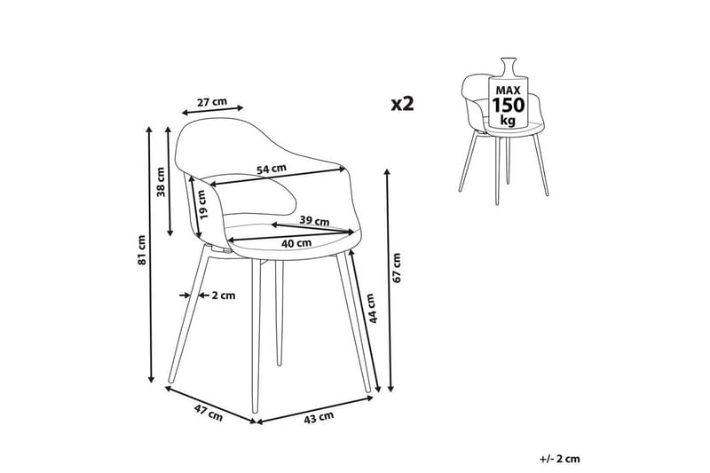 Set med 2 matstolar Utica - Möbler - Vardagsrum - Stolar & sittmöbler - Karmstolar