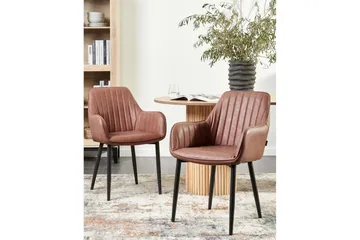 Set med 2 matstolar Wellston - Brun, Svart - Möbler - Vardagsrum - Stolar & sittmöbler - Karmstolar