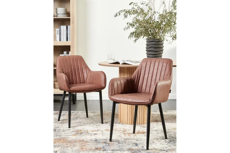 Set med 2 matstolar Wellston - Brun, Svart - Möbler - Vardagsrum - Stolar & sittmöbler - Karmstolar