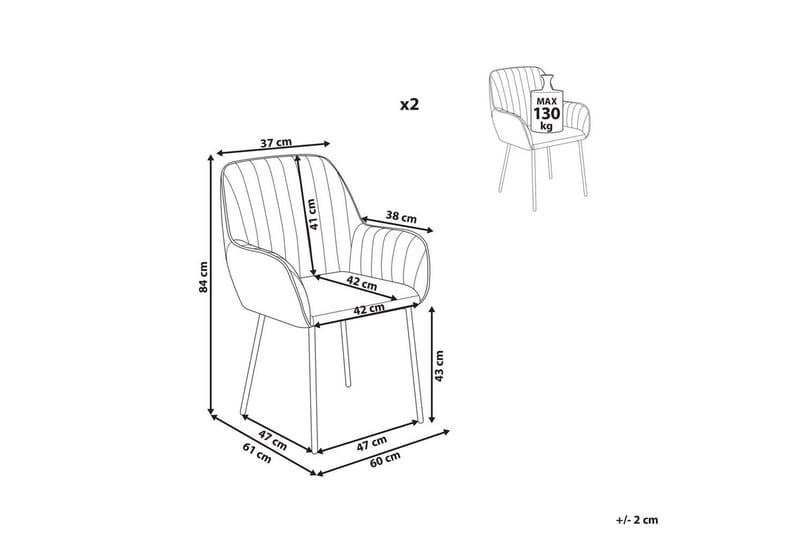 Set med 2 matstolar Wellston - Grå, svart - Möbler - Vardagsrum - Stolar & sittmöbler - Karmstolar