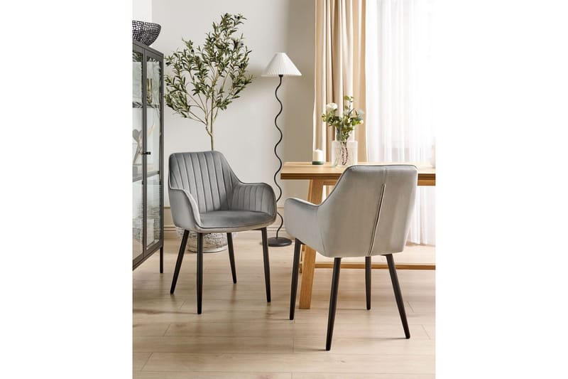 Set med 2 matstolar Wellston - Grå, svart - Möbler - Vardagsrum - Stolar & sittmöbler - Karmstolar