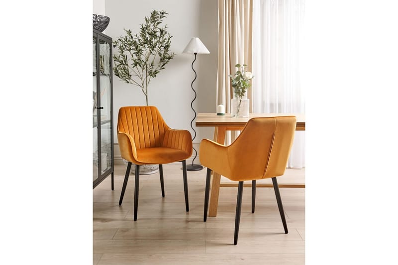Set med 2 matstolar Wellston - Orange, svart - Möbler - Vardagsrum - Stolar & sittmöbler - Karmstolar