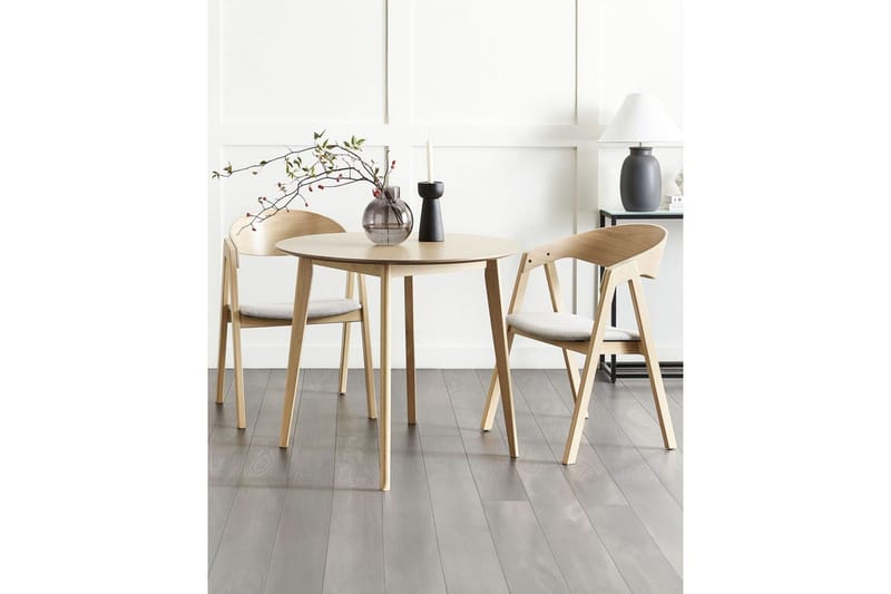 Set med 2 matstolar Yuba - Grå, ljust trä - Möbler - Vardagsrum - Stolar & sittmöbler - Karmstolar