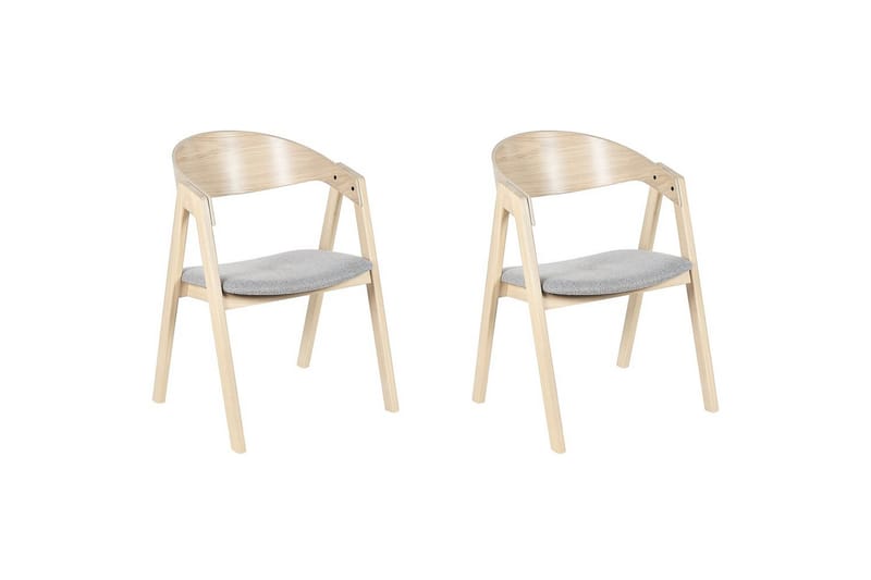 Set med 2 matstolar Yuba, Grå, ljust trä