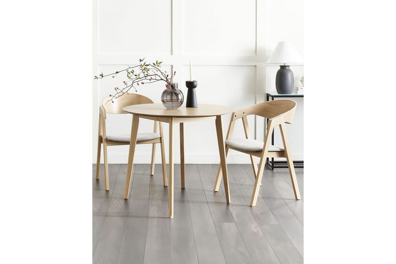 Set med 2 matstolar Yuba - Grå, ljust trä - Möbler - Vardagsrum - Stolar & sittmöbler - Karmstolar