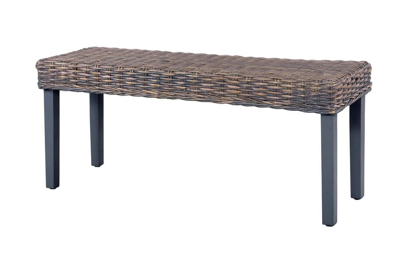 Bänk 110 cm grå naturlig kubu-rotting och massivt mangoträ - Grå - Möbler - Vardagsrum - Stolar & sittmöbler - Sittbänk