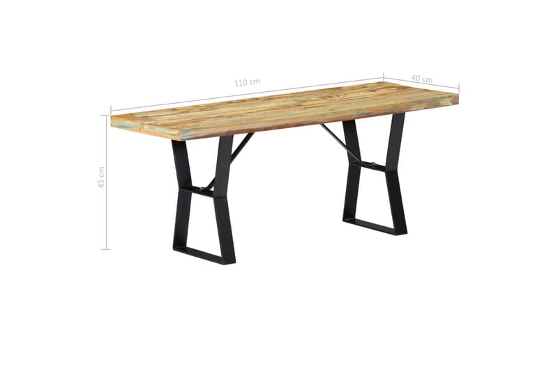 Bänk 110 cm massivt återvunnet trä - Flerfärgad - Möbler - Vardagsrum - Stolar & sittmöbler - Sittbänk
