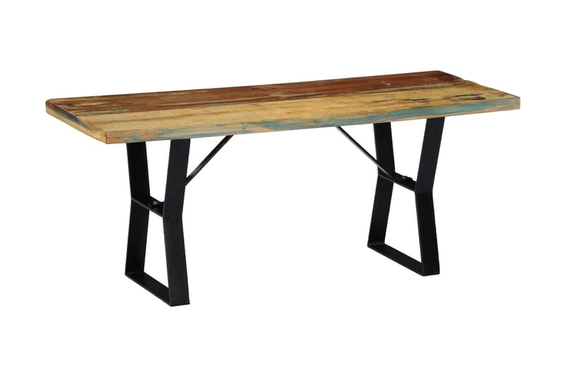 Bänk 110 cm massivt återvunnet trä - Flerfärgad - Möbler - Vardagsrum - Stolar & sittmöbler - Sittbänk