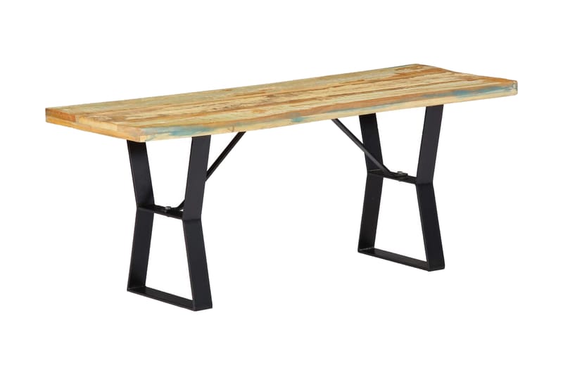 Bänk 110 cm massivt återvunnet trä - Flerfärgad - Möbler - Vardagsrum - Stolar & sittmöbler - Sittbänk