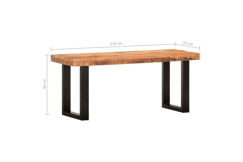 Bänk 110 cm massivt grovt mangoträ och stål - Brun - Möbler - Vardagsrum - Stolar & sittmöbler - Sittbänk