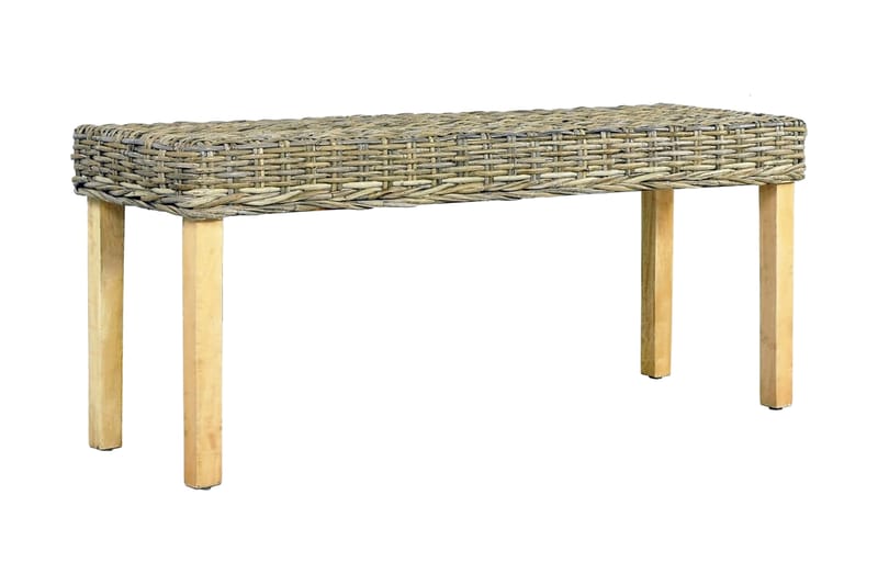 Bänk 110 cm naturlig kubu-rotting och massivt mangoträ - Brun - Möbler - Vardagsrum - Stolar & sittmöbler - Sittbänk