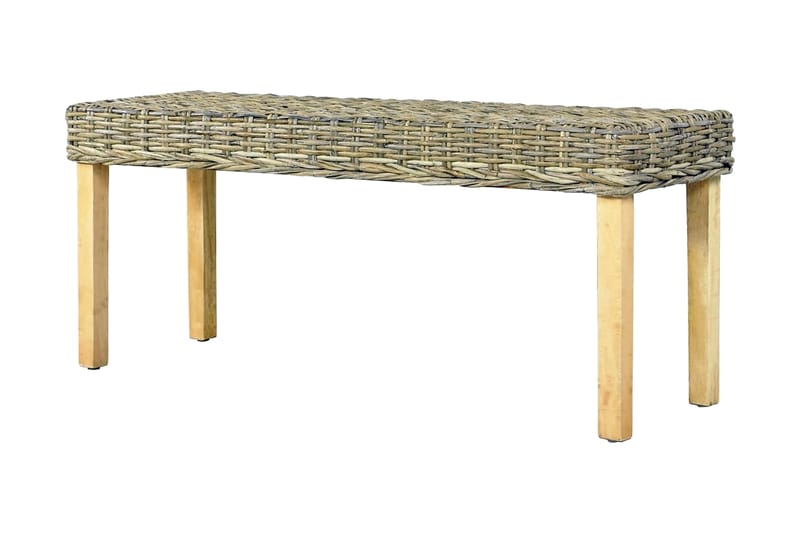 Bänk 110 cm naturlig kubu-rotting och massivt mangoträ - Brun - Möbler - Vardagsrum - Stolar & sittmöbler - Sittbänk