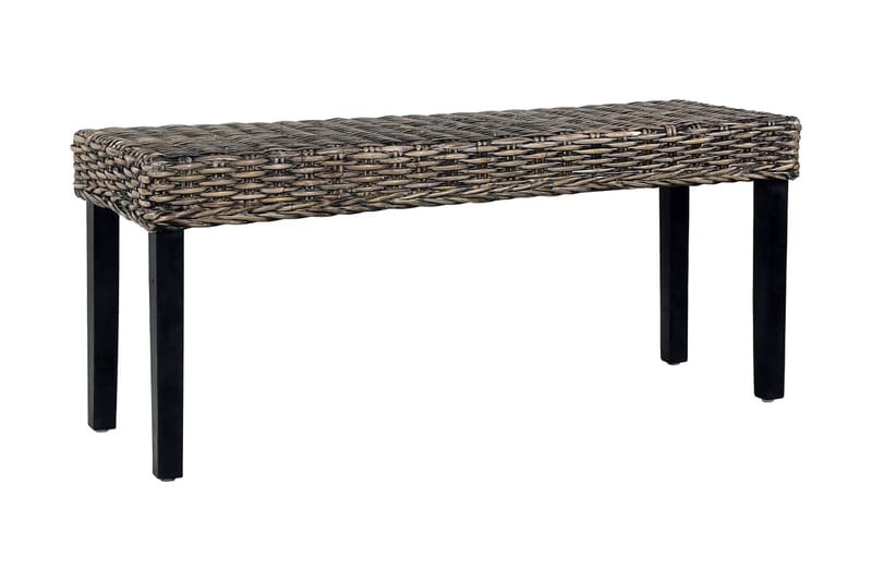 Bänk 110 cm svart naturlig kubu-rotting och massivt mangoträ - Svart - Möbler - Vardagsrum - Stolar & sittmöbler - Sittbänk