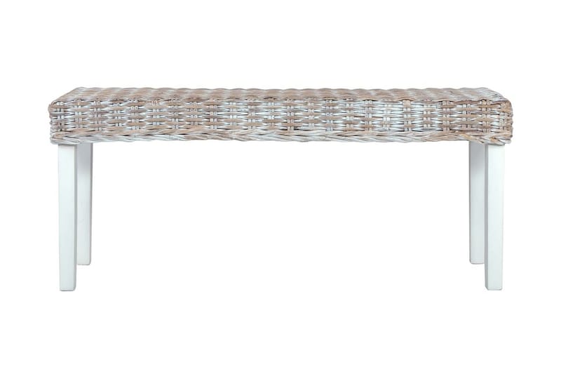 Bänk 110 cm vit naturlig kubu rotting och massivt mangoträ - Vit - Möbler - Vardagsrum - Stolar & sittmöbler - Sittbänk