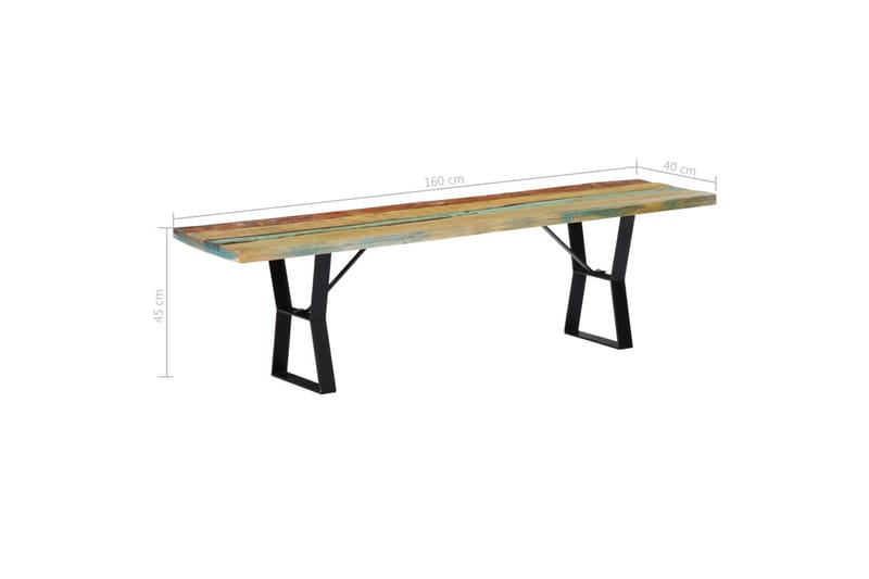 Bänk 160 cm massivt återvunnet trä - Flerfärgad - Möbler - Vardagsrum - Stolar & sittmöbler - Sittbänk