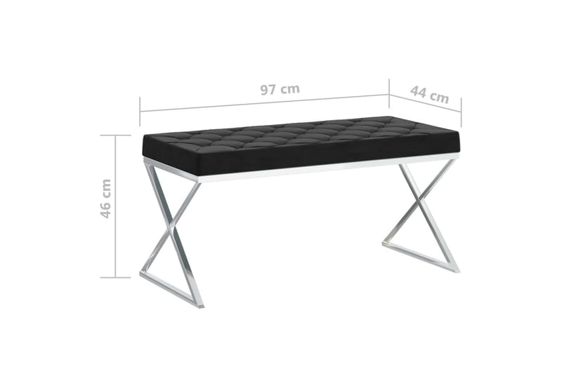 Bänk 97 cm svart sammet och rostfritt stål - Svart - Möbler - Vardagsrum - Stolar & sittmöbler - Sittbänk