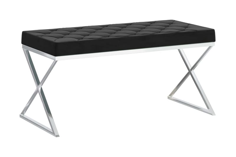 Bänk 97 cm svart sammet och rostfritt stål - Svart - Möbler - Vardagsrum - Stolar & sittmöbler - Sittbänk