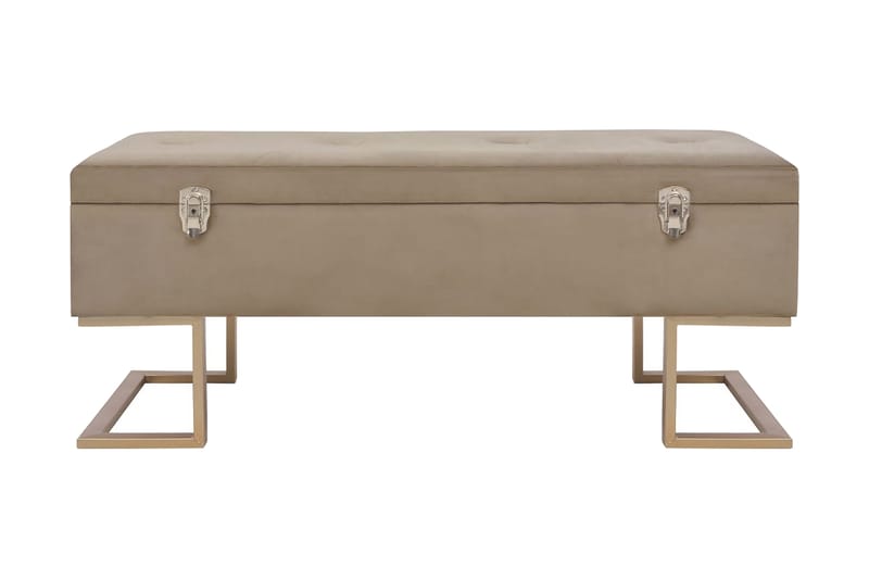 Bänk med förvaringsutrymme 105 cm beige sammet - Beige - Möbler - Vardagsrum - Stolar & sittmöbler - Sittbänk