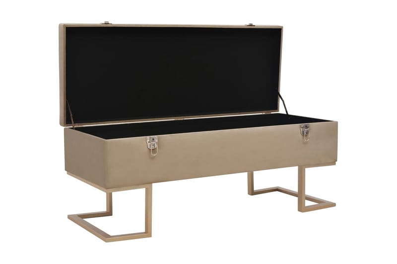 Bänk med förvaringsutrymme 105 cm beige sammet - Beige - Möbler - Vardagsrum - Stolar & sittmöbler - Sittbänk