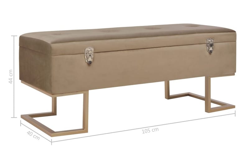 Bänk med förvaringsutrymme 105 cm beige sammet - Beige - Möbler - Vardagsrum - Stolar & sittmöbler - Sittbänk