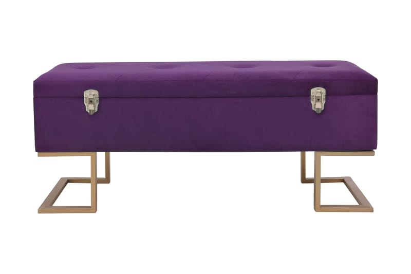 Bänk med förvaringsutrymme 105 cm lila sammet - Lila - Möbler - Vardagsrum - Stolar & sittmöbler - Sittbänk