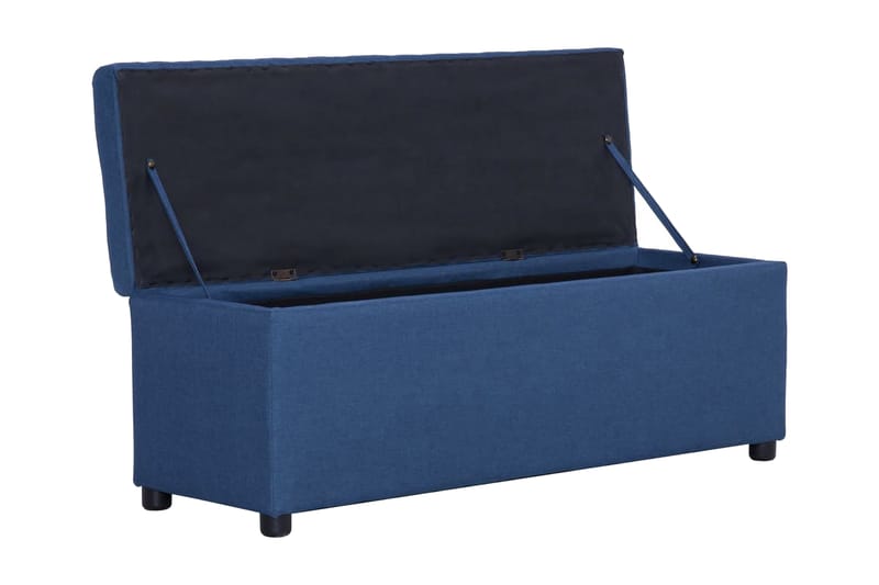 Bänk med förvaringsutrymme 116 cm blå polyester - Blå - Möbler - Vardagsrum - Stolar & sittmöbler - Sittbänk