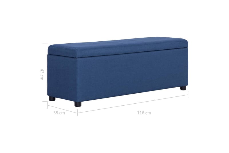Bänk med förvaringsutrymme 116 cm blå polyester - Blå - Möbler - Vardagsrum - Stolar & sittmöbler - Sittbänk