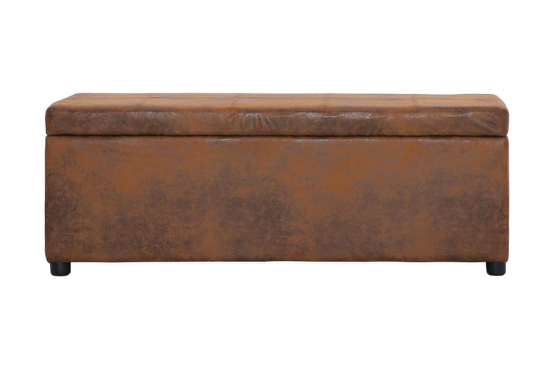 Bänk med förvaringsutrymme 116 cm brun konstmocka - Brun - Sittbänk