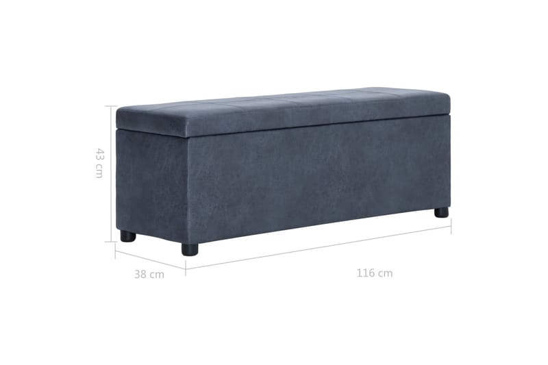 Bänk med förvaringsutrymme 116 cm grå konstmocka - Grå - Möbler - Vardagsrum - Stolar & sittmöbler - Sittbänk