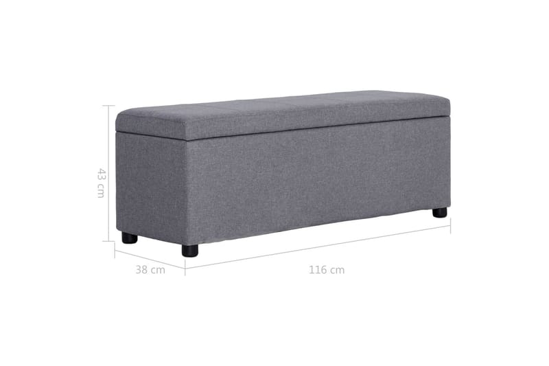 Bänk med förvaringsutrymme 116 cm ljusgrå polyester - Grå - Möbler - Vardagsrum - Stolar & sittmöbler - Sittbänk