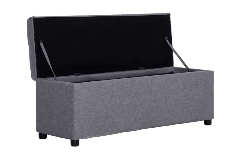 Bänk med förvaringsutrymme 116 cm ljusgrå polyester - Grå - Möbler - Vardagsrum - Stolar & sittmöbler - Sittbänk