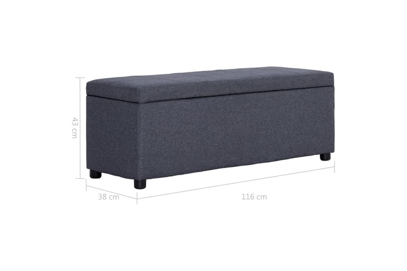 Bänk med förvaringsutrymme 116 cm mörkgrå polyester - Grå - Möbler - Vardagsrum - Stolar & sittmöbler - Sittbänk