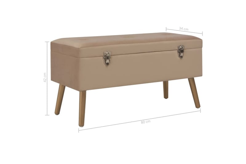 Bänk med förvaringsutrymme 80 cm beige sammet - Beige - Möbler - Vardagsrum - Stolar & sittmöbler - Sittbänk
