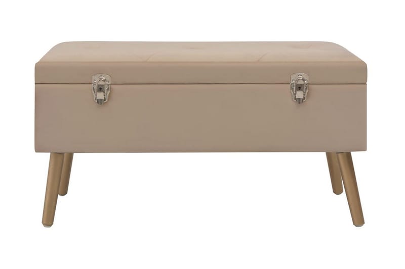 Bänk med förvaringsutrymme 80 cm beige sammet - Beige - Möbler - Vardagsrum - Stolar & sittmöbler - Sittbänk