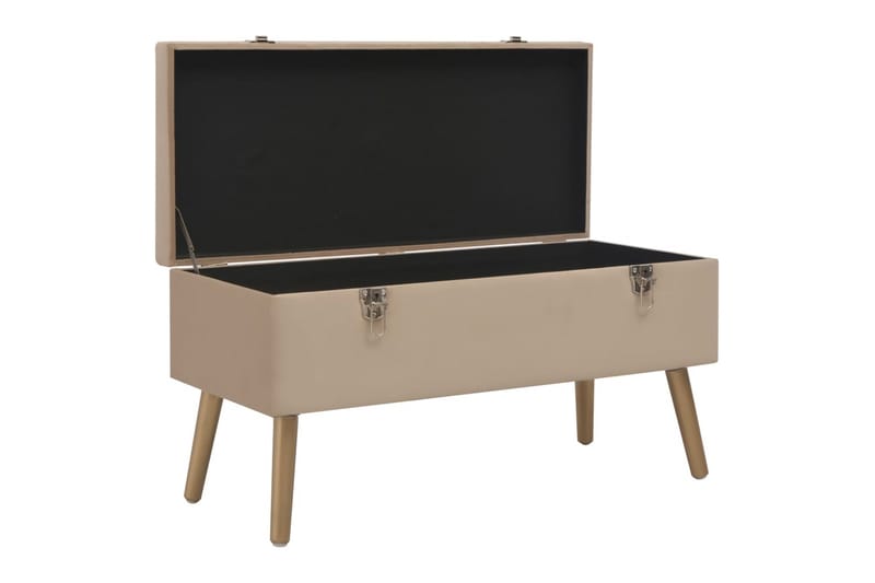 Bänk med förvaringsutrymme 80 cm beige sammet - Beige - Möbler - Vardagsrum - Stolar & sittmöbler - Sittbänk