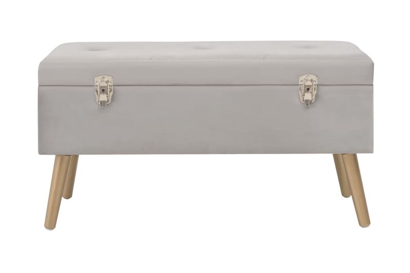 Bänk med förvaringsutrymme 80 cm grå sammet - Grå - Möbler - Vardagsrum - Stolar & sittmöbler - Sittbänk
