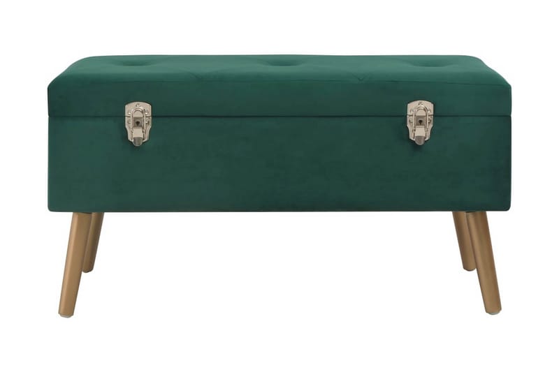 Bänk med förvaringsutrymme 80 cm grön sammet - Grön - Möbler - Vardagsrum - Stolar & sittmöbler - Sittbänk