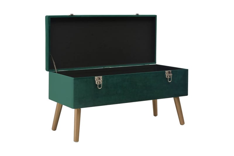Bänk med förvaringsutrymme 80 cm grön sammet - Grön - Möbler - Vardagsrum - Stolar & sittmöbler - Sittbänk
