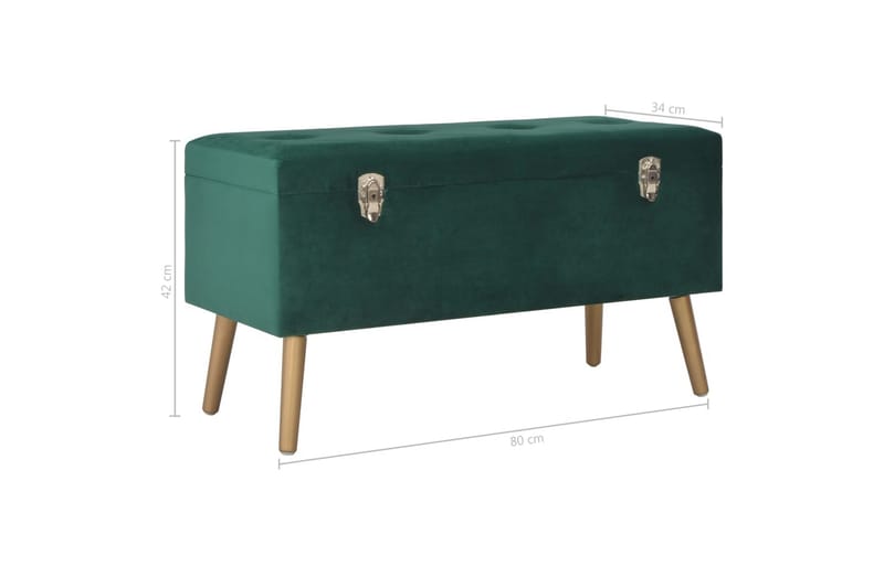 Bänk med förvaringsutrymme 80 cm grön sammet - Grön - Möbler - Vardagsrum - Stolar & sittmöbler - Sittbänk